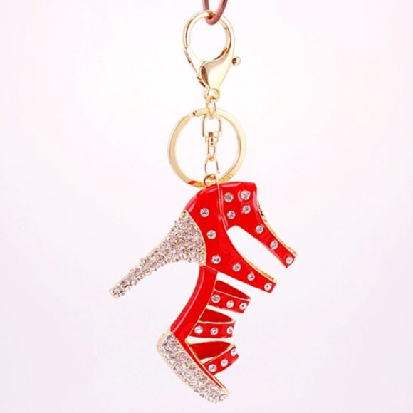 High Heel Shape Design Rhinestone Key Chain - Picture 2 of 5